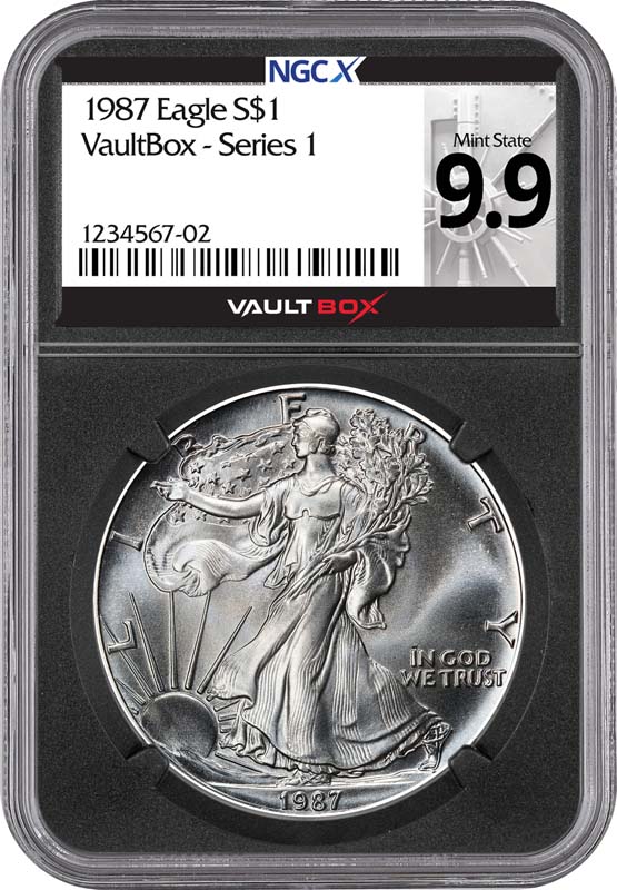 1987 $1 American Silver Eagle NGCX Mint State 9.9