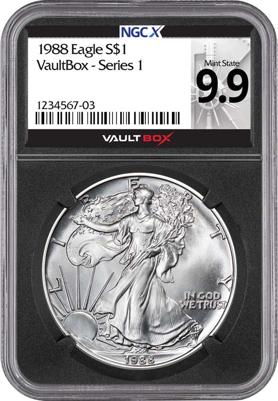 1988 $1 American Silver Eagle NGCX Mint State 9.9