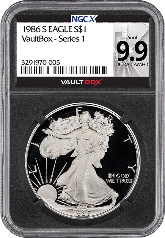 1986-S $1 American Silver Eagle NGCX Proof 9.9 Ultra Cameo