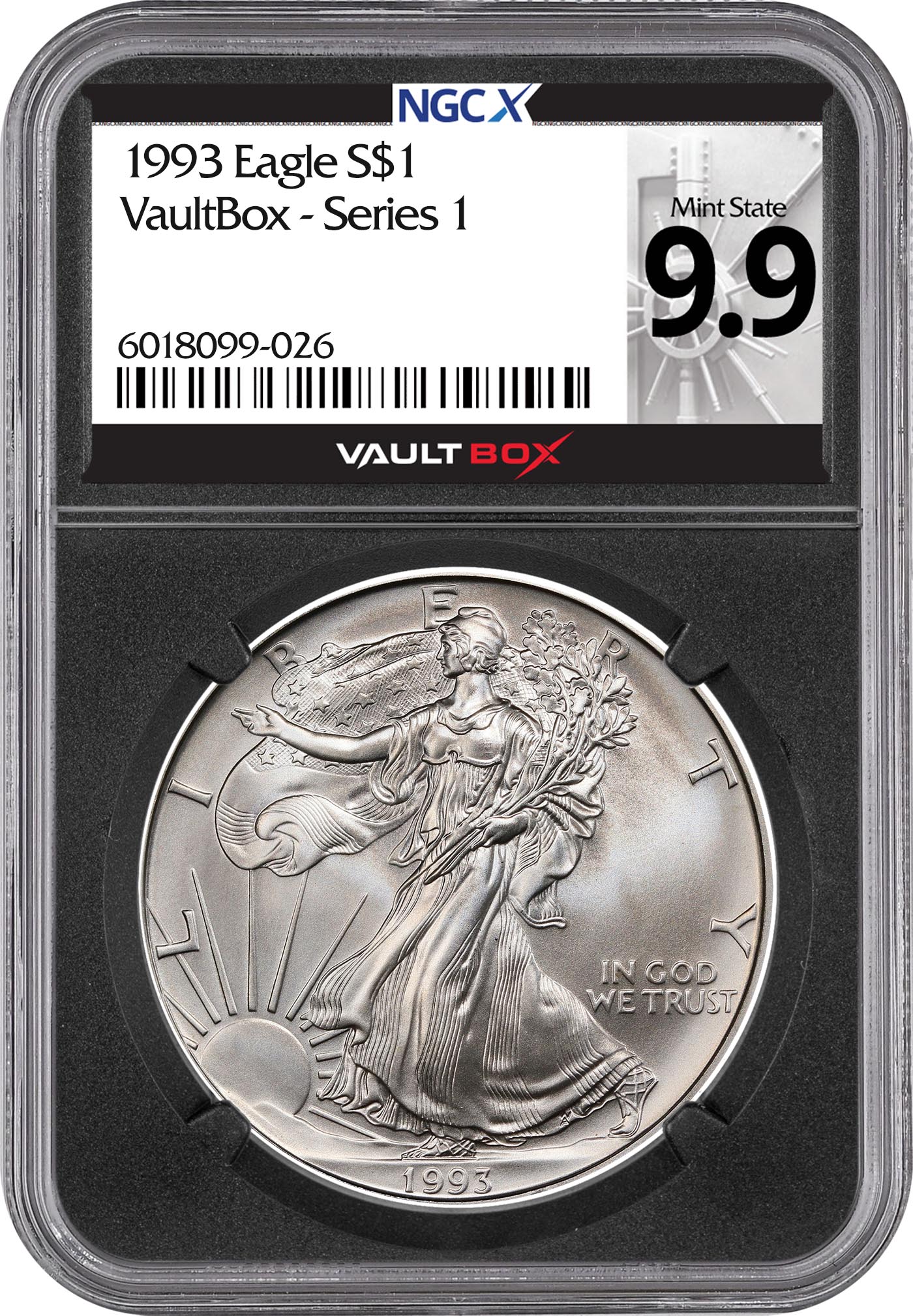 1993 $1 American Silver Eagle NGCX Mint State 9.9