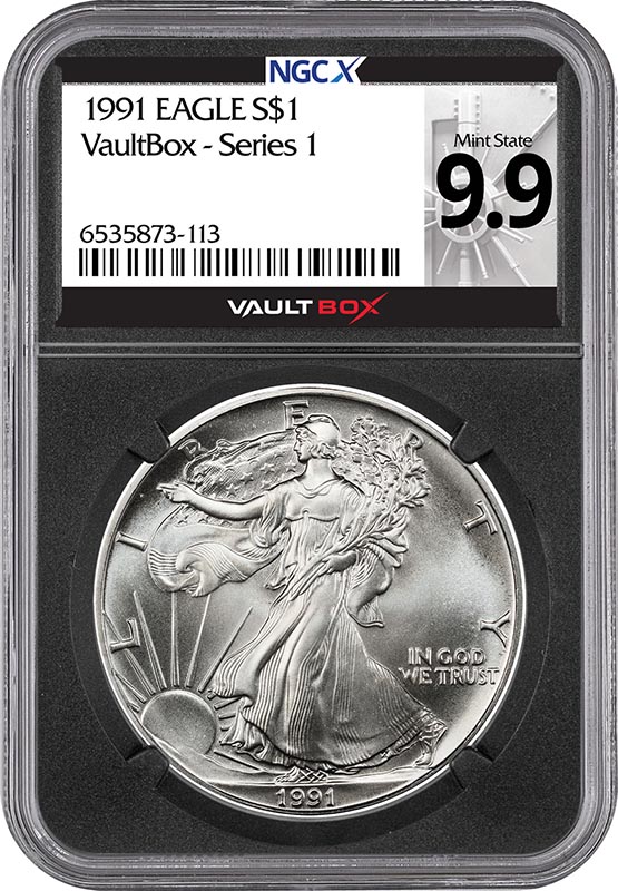1991 $1 American Silver Eagle NGCX Mint State 9.9