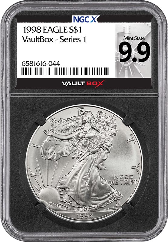 1998 $1 American Silver Eagle NGCX Mint State 9.9