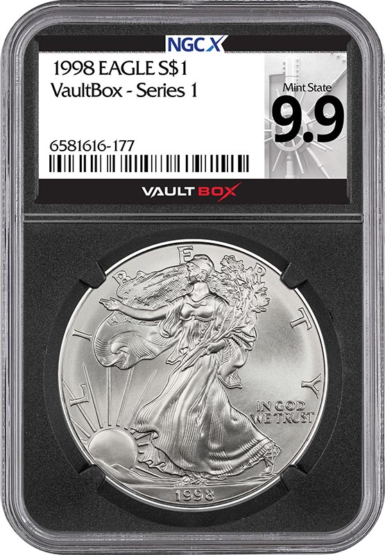 1998 $1 American Silver Eagle NGCX Mint State 9.9