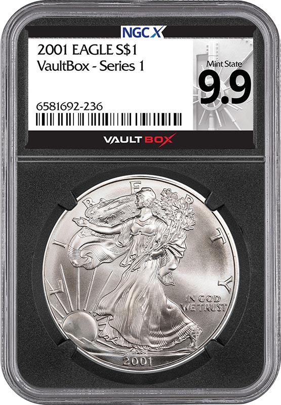 2001 $1 American Silver Eagle NGCX Mint State 9.9