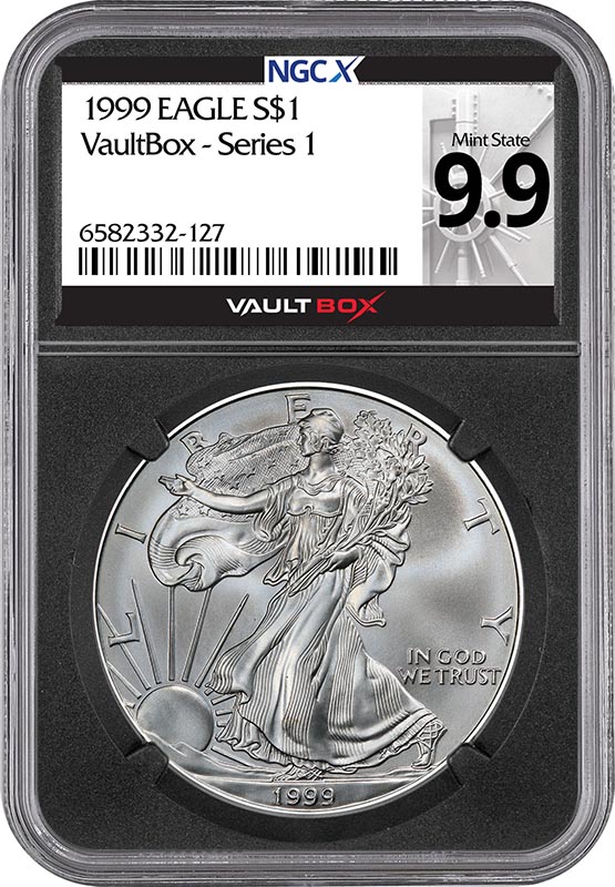 1999 $1 American Silver Eagle NGCX Mint State 9.9