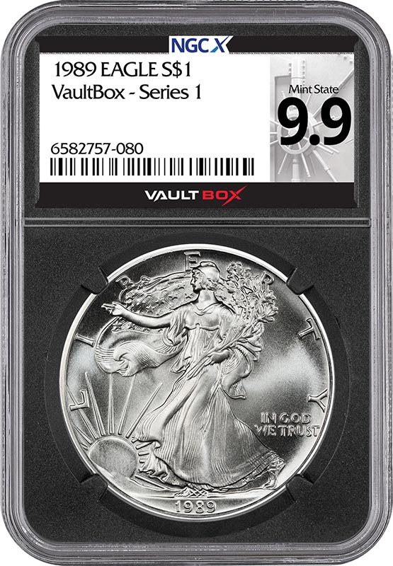 1989 $1 American Silver Eagle NGCX Mint State 9.9
