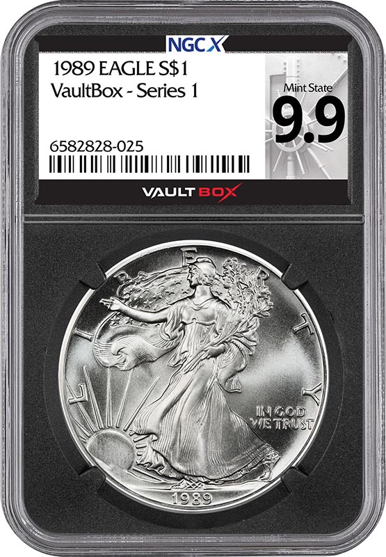 1989 $1 American Silver Eagle NGCX Mint State 9.9