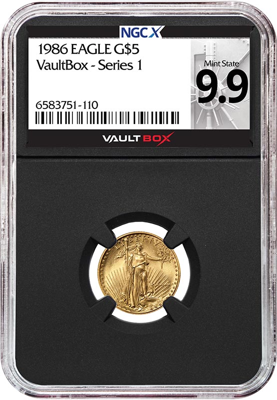1986 $5 American Gold Eagle NGCX Mint State 9.9