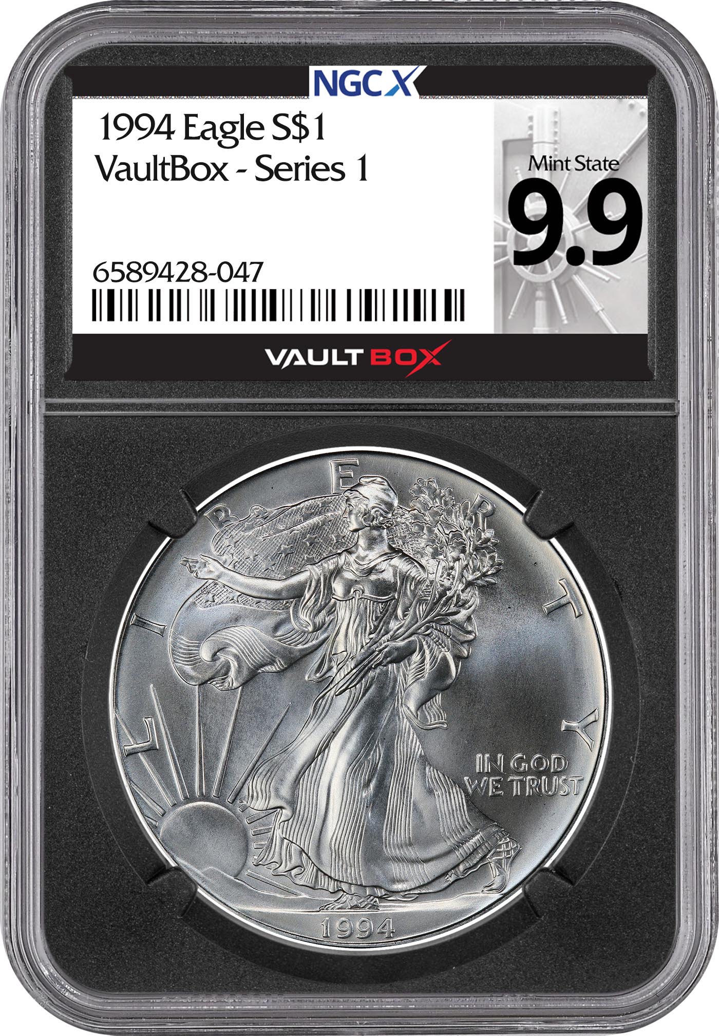 1994 $1 American Silver Eagle NGCX Mint State 9.9