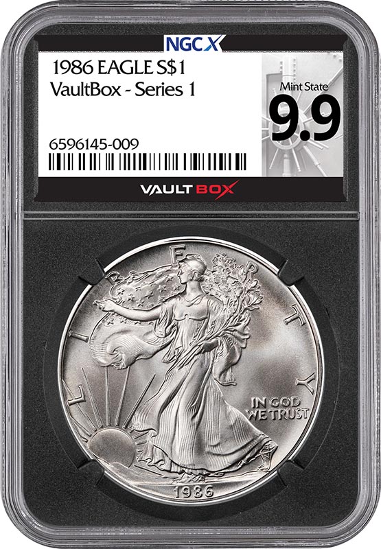 1986 $1 American Silver Eagle NGCX Mint State 9.9