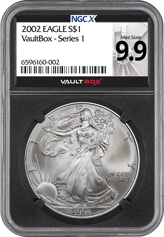 2002 $1 American Silver Eagle NGCX Mint State 9.9