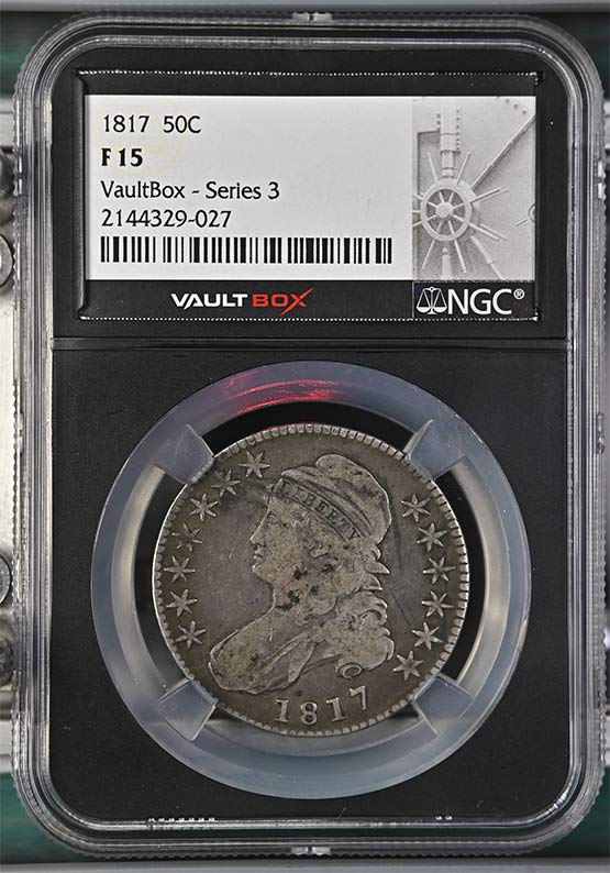 1817 Capped Bust Lettered Edge Half Dollar NGC F15 Vaultbox Series 3 Front