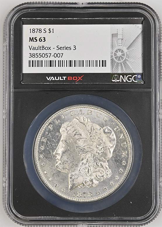 1878-S $1 Morgan Silver Dollar NGC MS63 Vaultbox Series 3 Front
