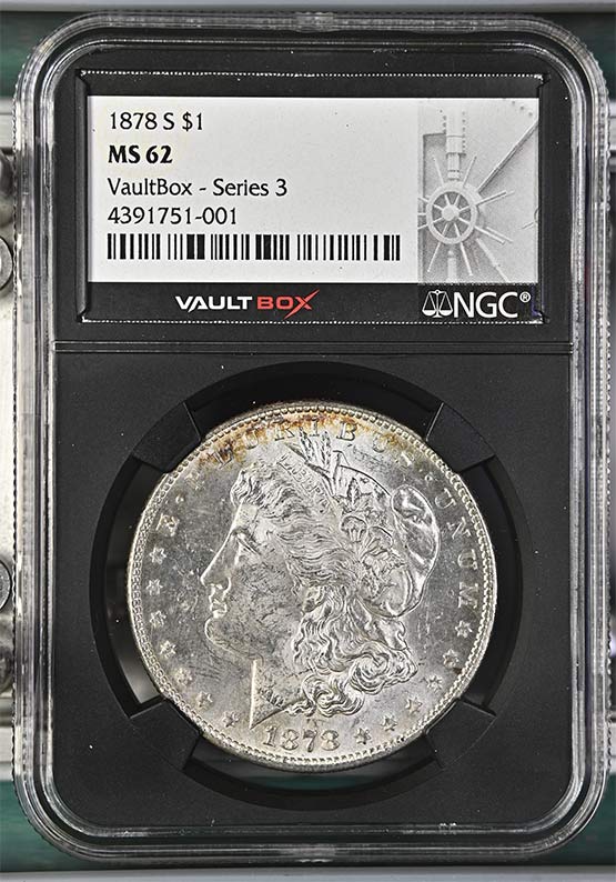 1878-S $1 Morgan Silver Dollar NGC MS62 Vaultbox Series 3 Front