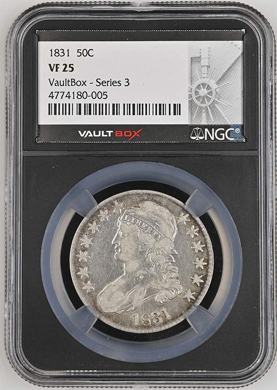 1831 Capped Bust Lettered Edge Half Dollar NGC VF25 Vaultbox Series 3 Front