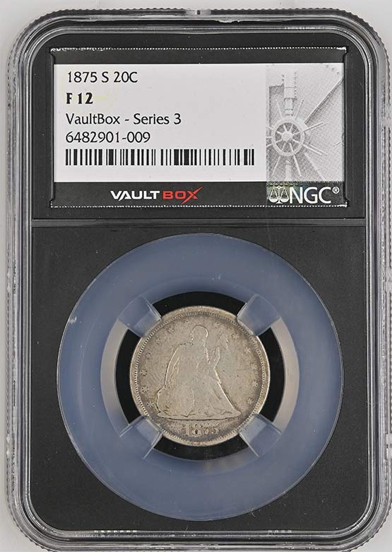 1875-S Seated Liberty Twenty-Cent Piece NGC F12 Vaultbox Series 3 Front