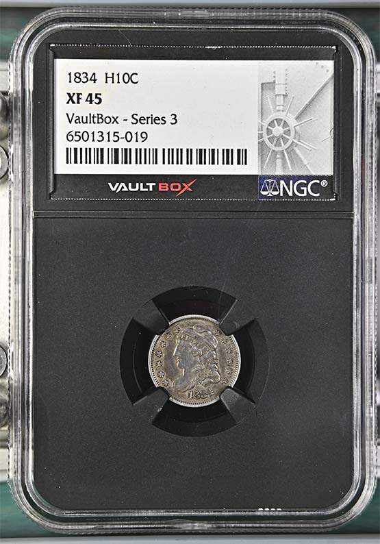1834 Capped Bust Half Dime NGC XF45 Vaultbox Series 3 Front