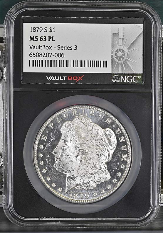 1879-S $1 Morgan Silver Dollar NGC MS63PL Vaultbox Series 3 Front
