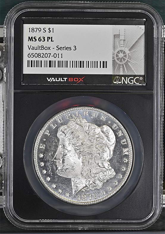 1879-S $1 Morgan Silver Dollar NGC MS63PL Vaultbox Series 3 Front