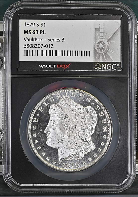 1879-S $1 Morgan Silver Dollar NGC MS63PL Vaultbox Series 3 Front