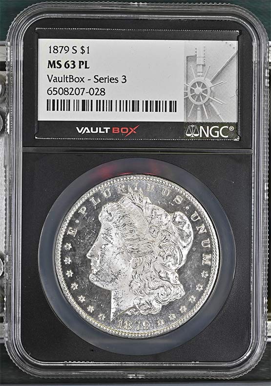 1879-S $1 Morgan Silver Dollar NGC MS63PL Vaultbox Series 3 Front