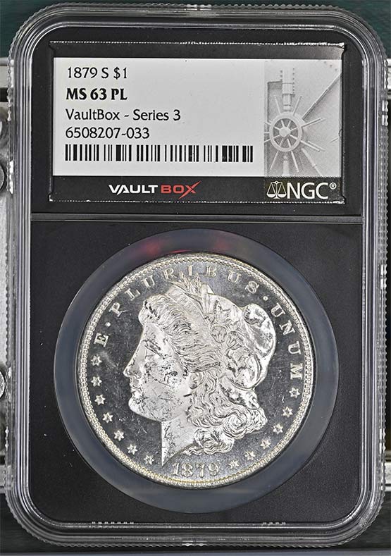 1879-S $1 Morgan Silver Dollar NGC MS63PL Vaultbox Series 3 Front