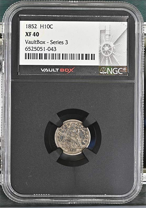 1852 Seated Liberty Half Dime NGC XF40 Vaultbox Series 3 Front