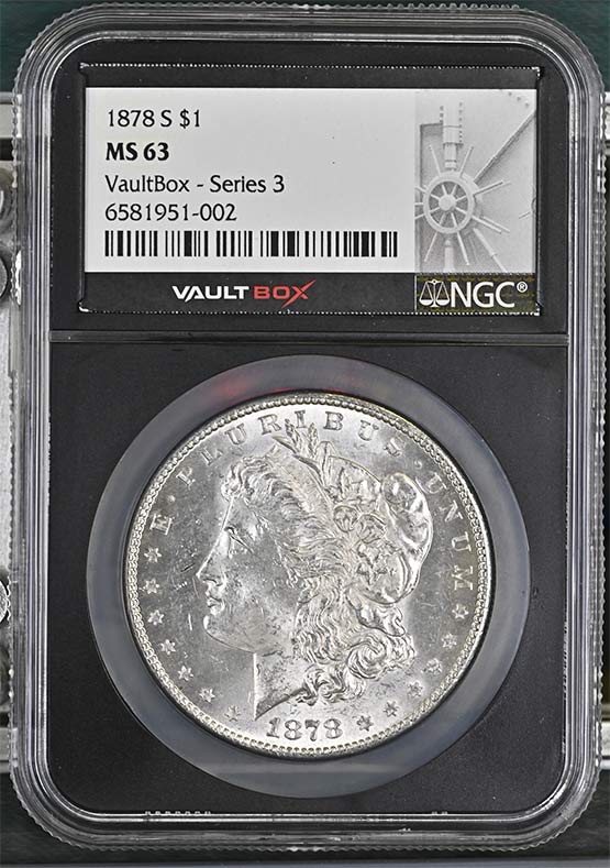 1878-S $1 Morgan Silver Dollar NGC MS63 Vaultbox Series 3 Front
