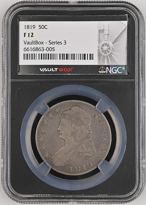 1819 Capped Bust Lettered Edge Half Dollar NGC F12 Vaultbox Series 3 Front