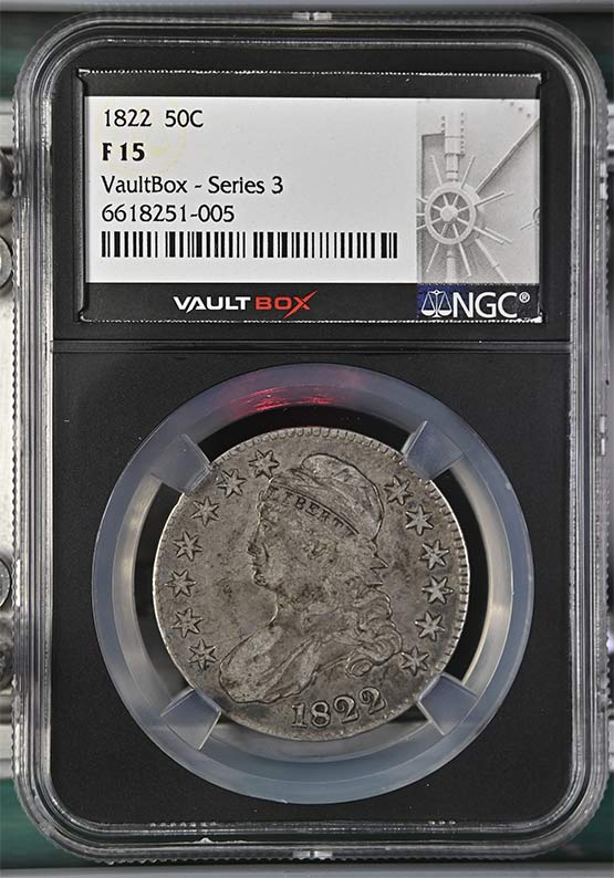 1822 Capped Bust Lettered Edge Half Dollar NGC F15 Vaultbox Series 3 Front