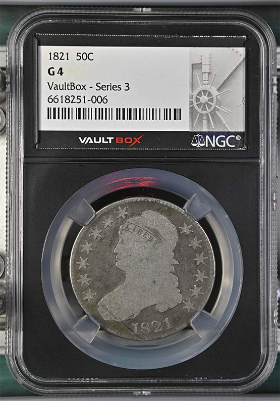 1821 Capped Bust Lettered Edge Half Dollar NGC G4 Vaultbox Series 3 Front