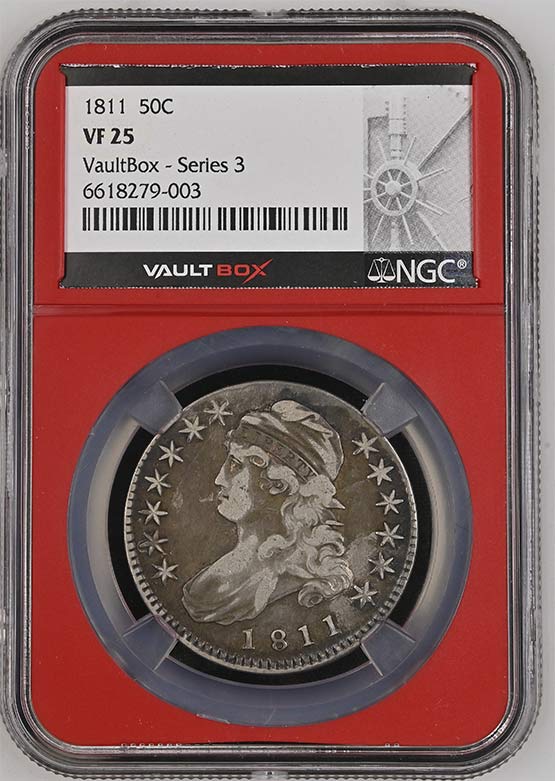 1811 Capped Bust Lettered Edge Half Dollar NGC VF25 Vaultbox Series 3 Front