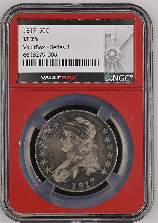 1817 Capped Bust Lettered Edge Half Dollar NGC VF25 Vaultbox Series 3 Front