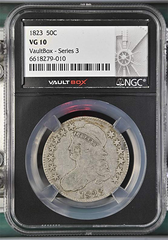 1823 Capped Bust Lettered Edge Half Dollar NGC VG10 Vaultbox Series 3 Front
