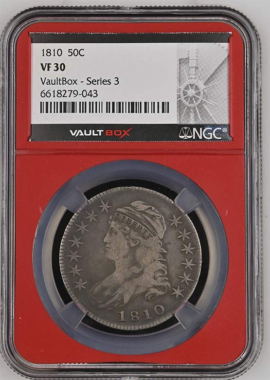 1810 Capped Bust Lettered Edge Half Dollar NGC VF30 Vaultbox Series 3 Front