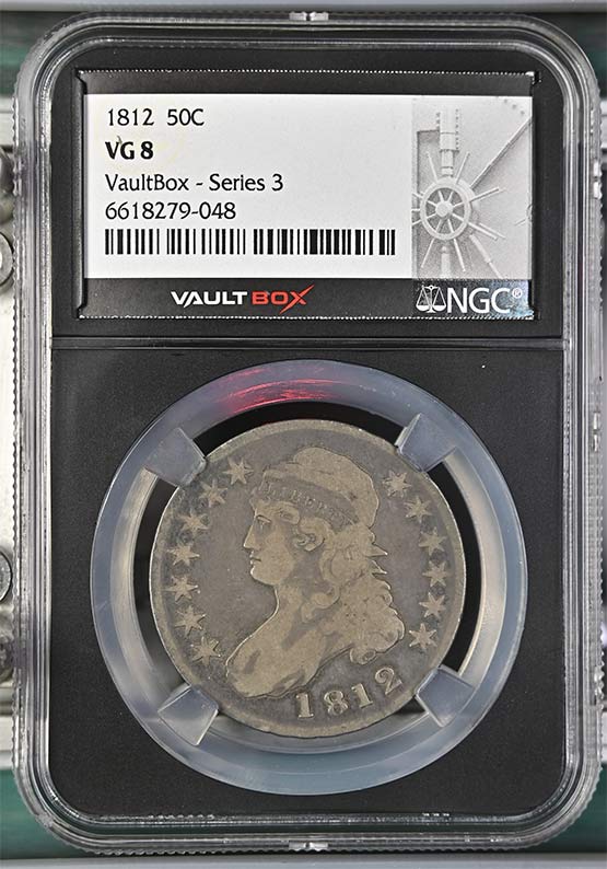 1812 Capped Bust Lettered Edge Half Dollar NGC VG8 Vaultbox Series 3 Front