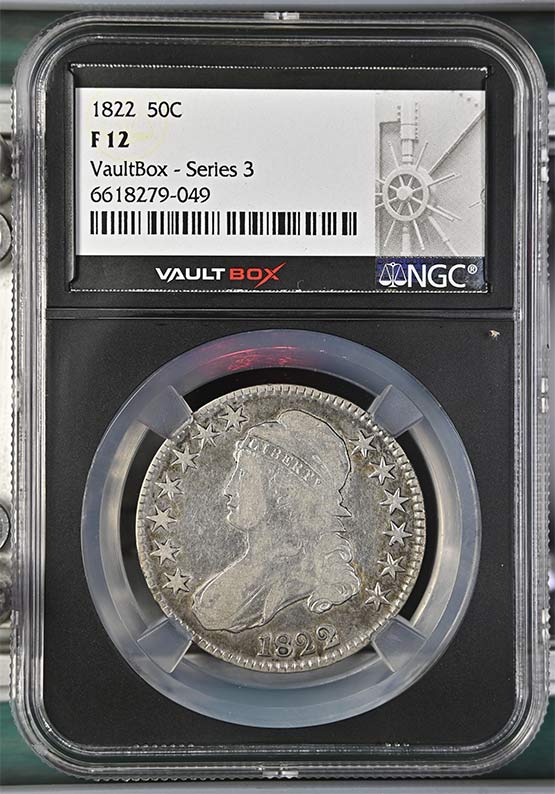 1822 Capped Bust Lettered Edge Half Dollar NGC F12 Vaultbox Series 3 Front