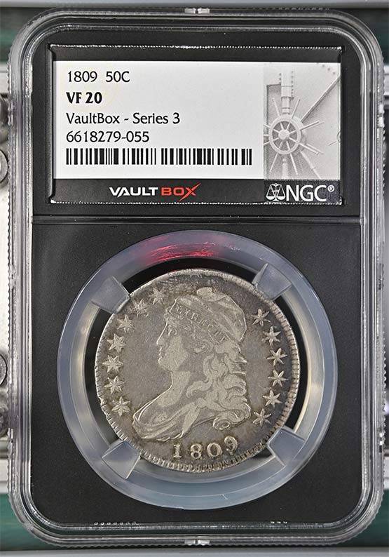 1809 Capped Bust Lettered Edge Half Dollar NGC VF20 Vaultbox Series 3 Front