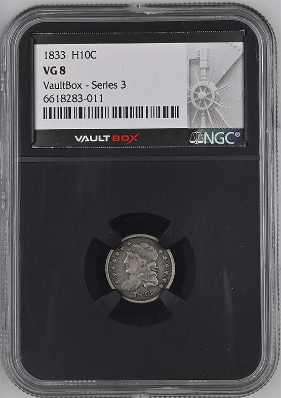 1833 Capped Bust Half Dime NGC VG8 Vaultbox Series 3 Front