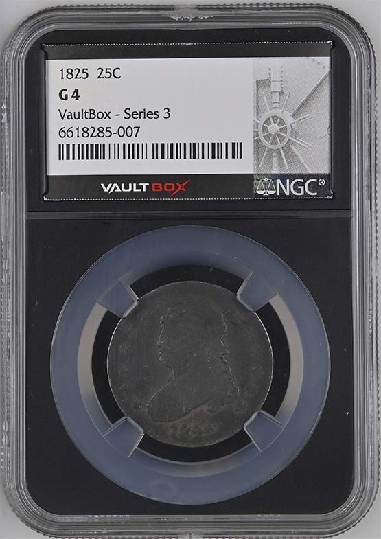 1825 Capped Bust Quarter NGC G4 Vaultbox Series 3 Front