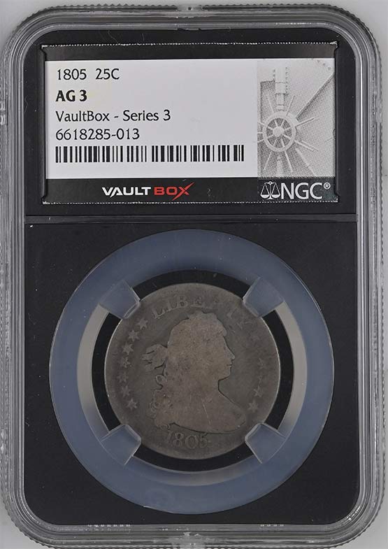 1805 Draped Bust Quarter NGC AG3 Vaultbox Series 3 Front
