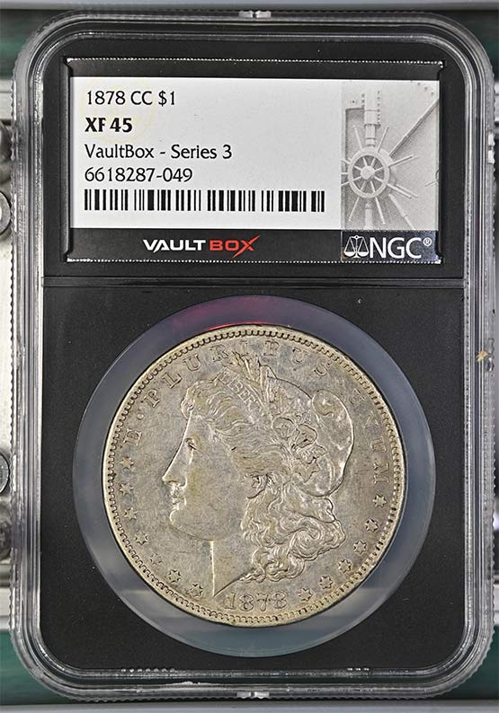 1878-CC $1 Morgan Silver Dollar NGC XF45 Vaultbox Series 3 Front
