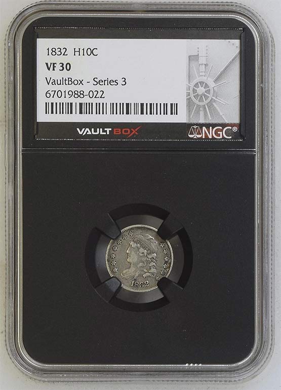 1832 Capped Bust Half Dime NGC VF30 Vaultbox Series 3 Front