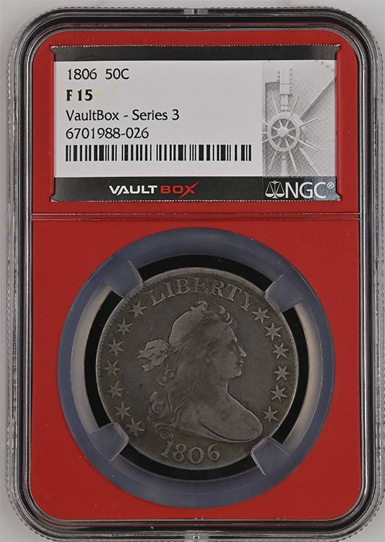 1806 Draped Bust Half Dollar NGC F15 Vaultbox Series 3 Front