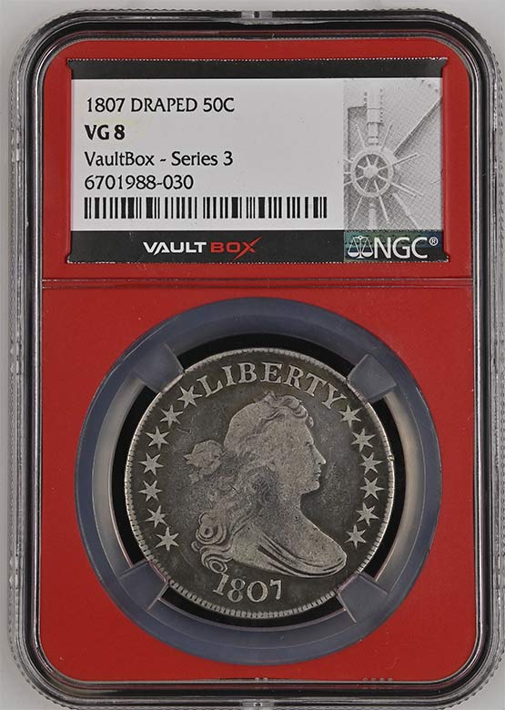 1807 Draped Bust Half Dollar NGC VG8 Vaultbox Series 3 Front
