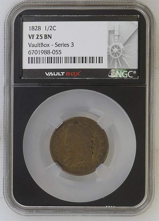 1828 Classic Head Half Cent NGC VF25 Vaultbox Series 3 Front