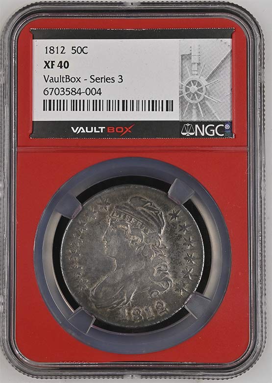1812 Capped Bust Lettered Edge Half Dollar NGC XF40 Vaultbox Series 3 Front