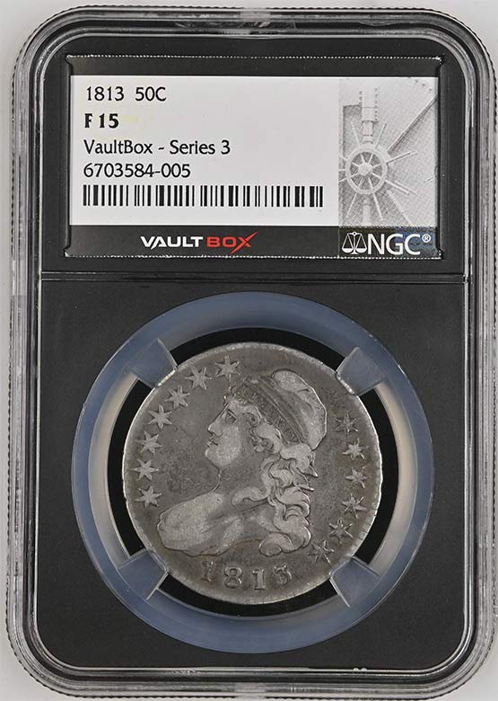 1813 Capped Bust Lettered Edge Half Dollar NGC F15 Vaultbox Series 3 Front