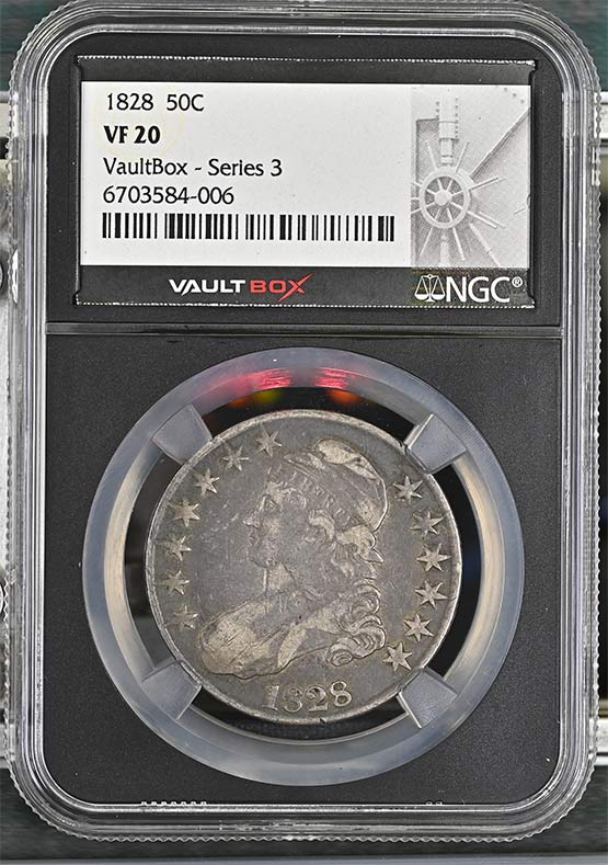 1828 Capped Bust Lettered Edge Half Dollar NGC VF20 Vaultbox Series 3 Front