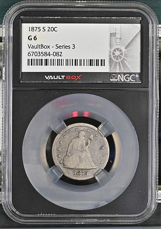 1875-S Seated Liberty Twenty-Cent Piece NGC G6 Vaultbox Series 3 Front